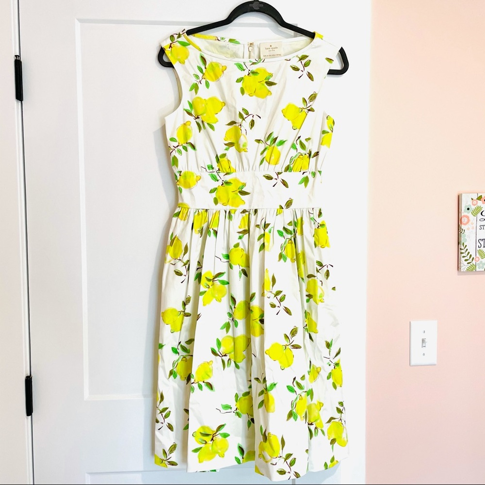 🍋 New NWT kate spade lemon lyric dress white 10 - Picture 3 of 8